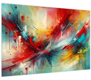 Kép – Absztrakció pirossal (90x60 cm)
