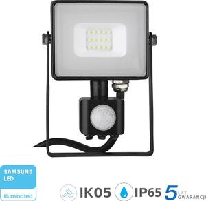 V-Tac Mozgásérzékelős Led Reflektor - Samsung Chip, 10 Watt, Természetes Fehér, Fekete
