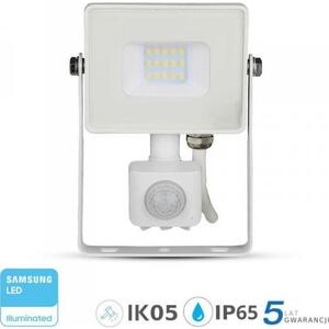 V-Tac Mozgásérzékelős Led Reflektor - Samsung Chip, 10 Watt, Természetes Fehér, Fehér