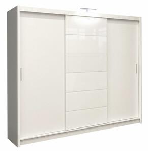 Gardróbszekrény Salum, Laminált forgácslap, 215x250x61cm, Fényes fehér, Fehér