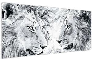 Kép - Rajzolt oroszlánfejek (120x50 cm)