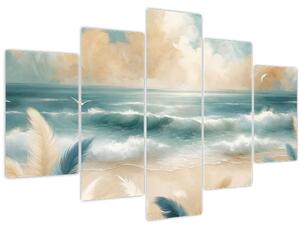 Kép – Festett strand lágy színekben (150x105 cm)
