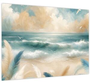 Kép – Festett strand lágy színekben (70x50 cm)