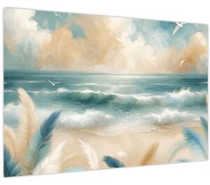 Kép – Festett strand lágy színekben (90x60 cm)
