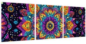 Kép - Kaleidoszkópos mandala (órával) (90x30 cm)