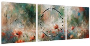 Kép – Pipacsmező absztrakciója (órával) (90x30 cm)