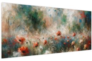 Kép – Pipacsmező absztrakciója (120x50 cm)