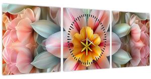Kép - Kaleidoszkópos virág (órával) (90x30 cm)