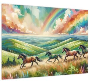 Kép – Vágtázó lovak a tájban (70x50 cm)