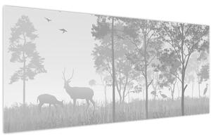 Kép - rét szarvasokkal (120x50 cm)