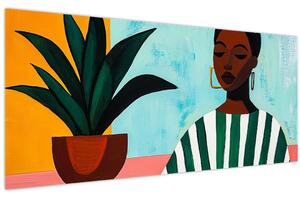 Kép - Nő virággal (120x50 cm)