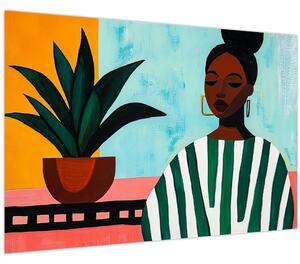 Kép - Nő virággal (90x60 cm)