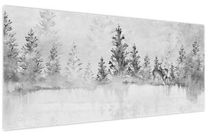 Kép - Szarvas a tónál (120x50 cm)