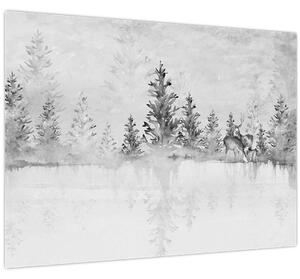 Kép - Szarvas a tónál (70x50 cm)