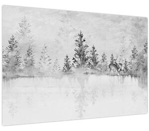 Kép - Szarvas a tónál (90x60 cm)