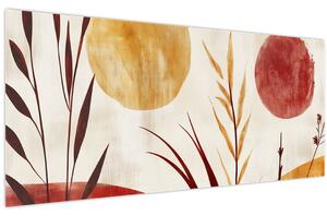 Kép - Növények és körök (120x50 cm)