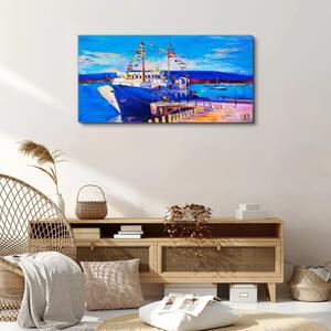 Vászonkép Kikötő tengeri hajó ég