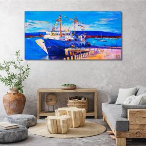 Vászonkép Kikötő tengeri hajó ég
