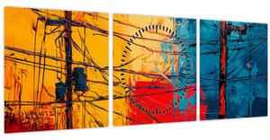 Kép - Absztrakt elektromos vezetékek (órával) (90x30 cm)