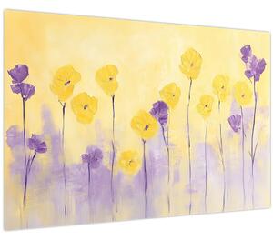 Kép - Lila és sárga virágok (90x60 cm)