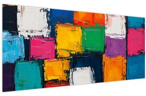 Kép - Színes négyzetek festménye (120x50 cm)