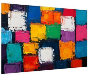 Kép - Színes négyzetek festménye (90x60 cm)