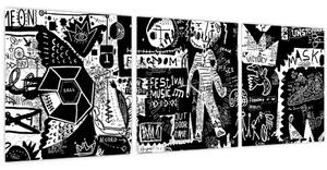 Kép - Graffiti (órával) (90x30 cm)