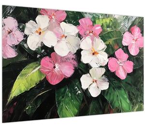 Kép - Rózsaszín és fehér virágok (90x60 cm)