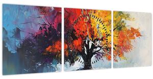 Kép - Színes fa (órával) (90x30 cm)
