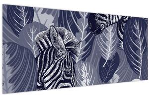 Kép - Kék zebrák (120x50 cm)
