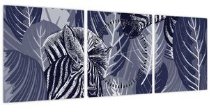 Kép - Kék zebrák (órával) (90x30 cm)