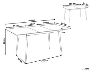 Kihúzható szürke étkezőasztal 120/160 x 80 cm GELANDA