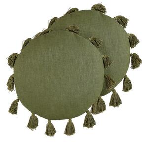 Zöld pamut díszpárna kétdarabos szettben ⌀ 45 cm MADIA
