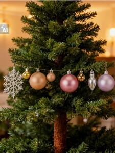 Sinsay - Karácsonyi díszítő készlet – 50 darabos gömbök és hópehely - többszínű