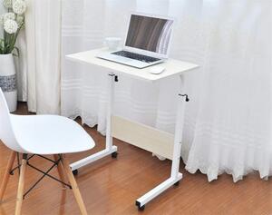 Állítható laptop asztal - Fehér/Fa