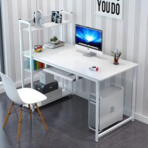 Íróasztal, számítógépasztal, polccal - Fehér