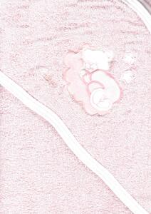 Trimex kapucnis,frottír fürdőlepedő 70*80 cm - rózsaszín alvó maci