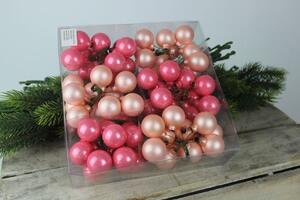 Rózsaszín üveg karácsonyi gömbök 3cm 72db