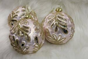 LUX rózsaszín-arany karácsonyi gömbök 3db 10cm