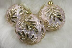 LUX rózsaszín-arany karácsonyi gömbök 3db 10cm