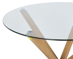 Étkezőasztal Biztonsági Üveg Lappal Világos Fa Színű Lábakkal ⌀ 90 cm ALTURA