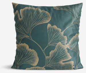 Goldea pamutszatén párnahuzat - ginkgo levelek sötétzöld alapon 45 x 45 cm