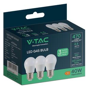 V-TAC 4.5W E27 hideg fehér G45 LED égő csomag (3 db) - SKU 217364