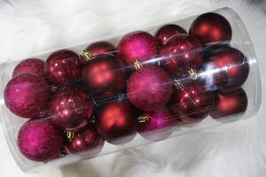 Bordó műanyag karácsonyfa gömb 6cm 30db