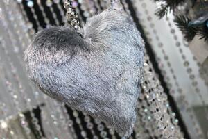 Ezüst karácsonyfadísz szív 14cm