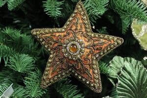 Narancssárga-arany karácsonyfadísz csillag 10 cm