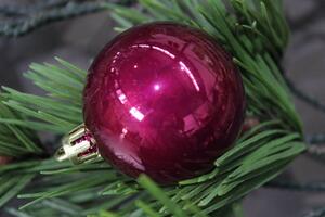 Sötétrózsaszín műanyag karácsonyfa gömb 6db 8cm