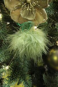 Zöld karácsonyi gömb tollakból 8cm