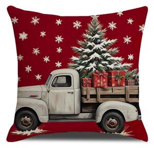 Karácsonyi párnahuzat TRUCKMAS 45x45 cm, piros