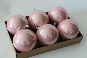Rózsaszín műanyag karácsonyi gömbök 10cm 6db